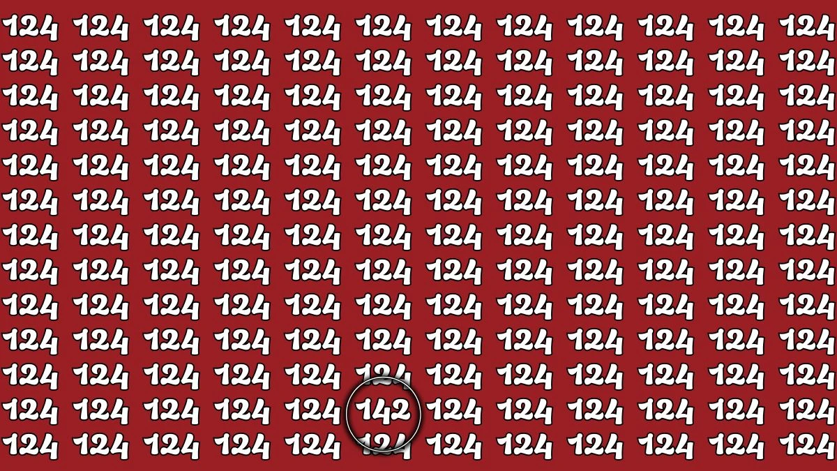 Optical Illusion: Only eagle eyes can find the number 142 in this sea of 124s in under 6 seconds