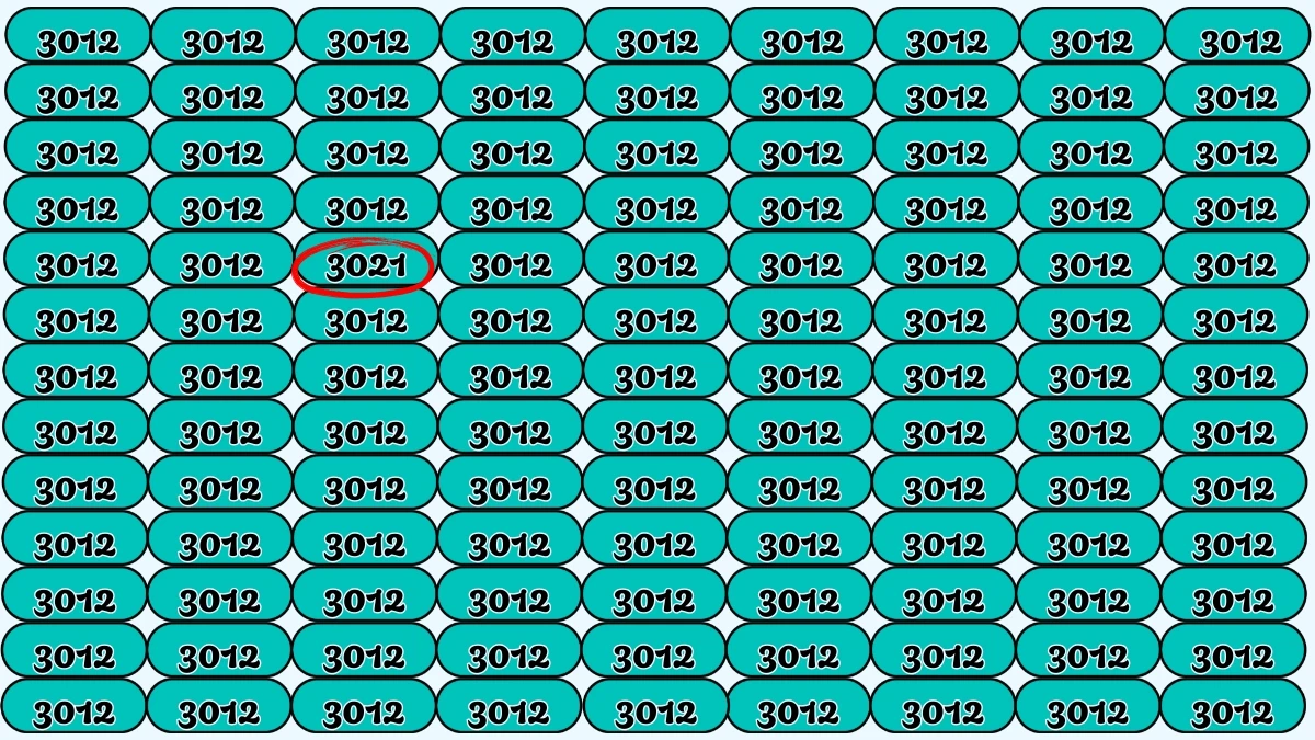 Optical Illusion Puzzle IQ Test: Within 8 Seconds Spot The Number 3021 among 3012