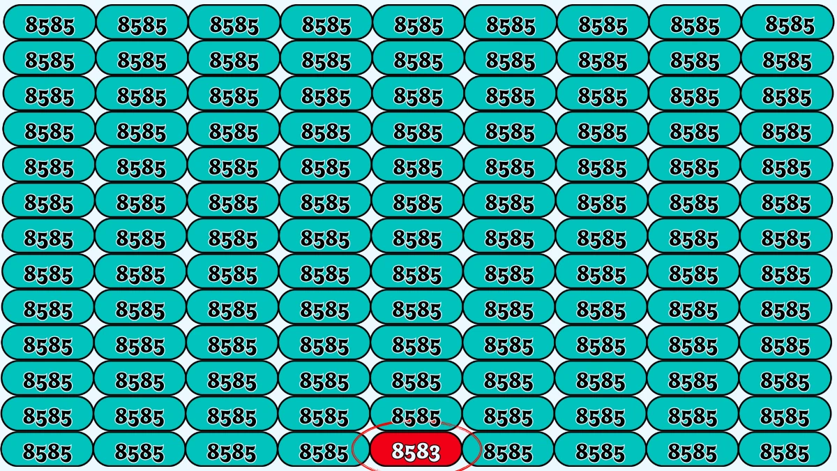 Optical Illusion Puzzle IQ Test: Within 8 Seconds Spot The Number 8583 among 8585