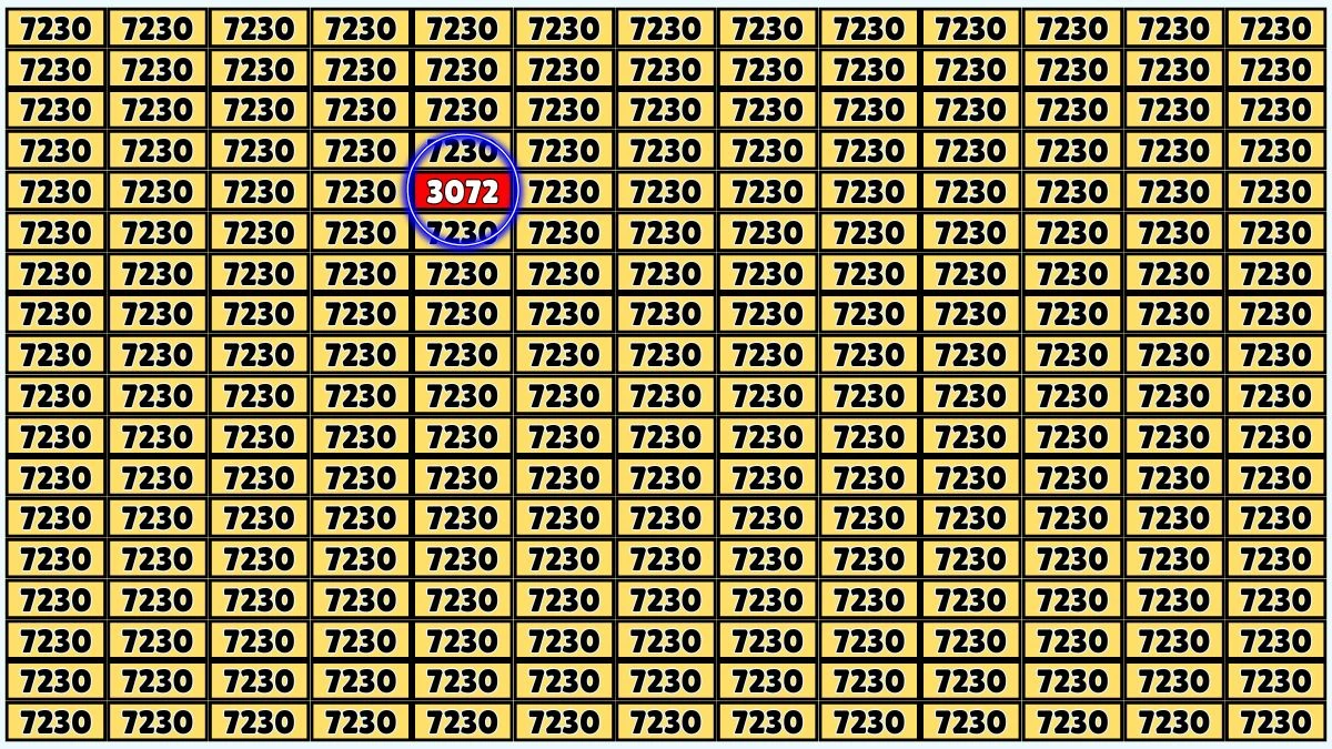 Optical Illusion Puzzle IQ Test: Within 9 Seconds Spot The Number 3072 among 7230