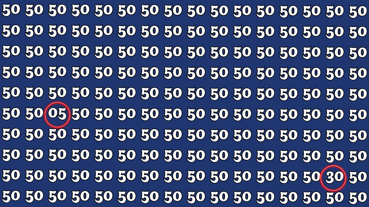 Optical Illusion: Within 5 Seconds Spot The Number 05 and 30 among 50