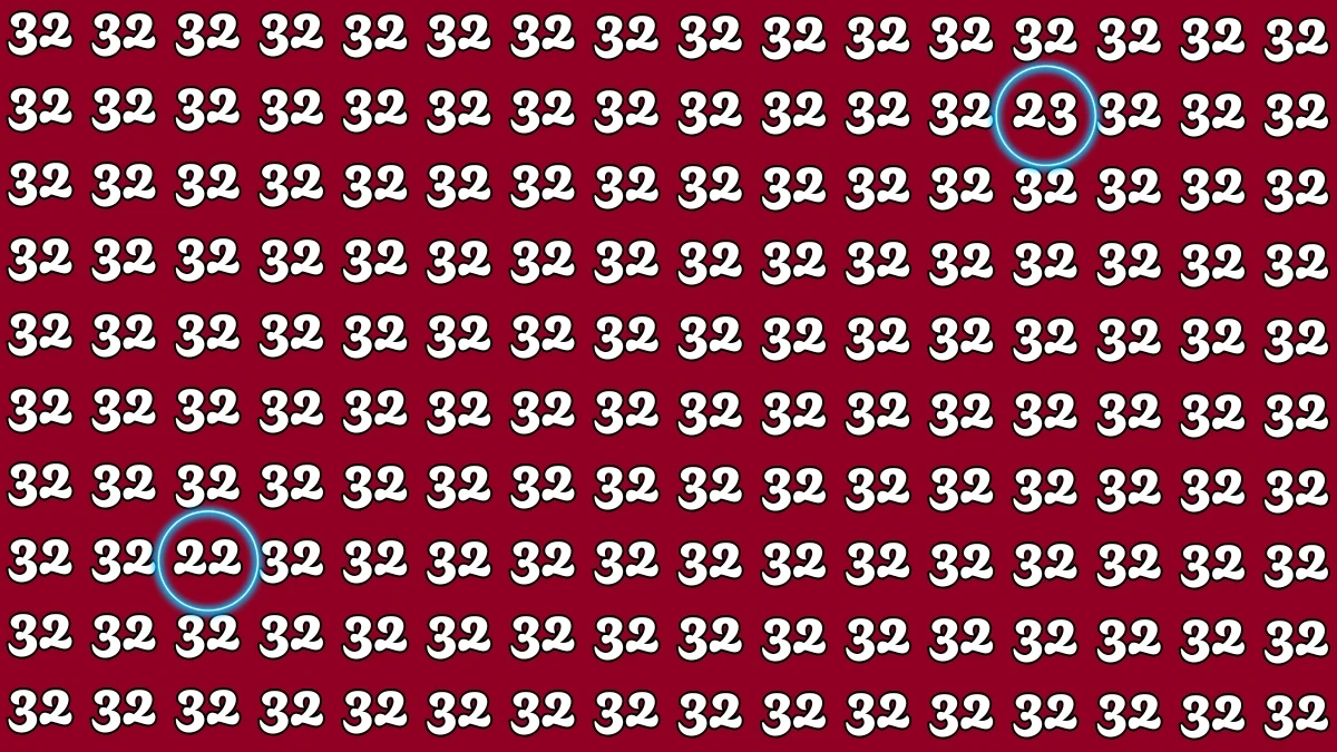 Optical Illusion: Within 5 Seconds Spot The Number 22 and 23 among 32