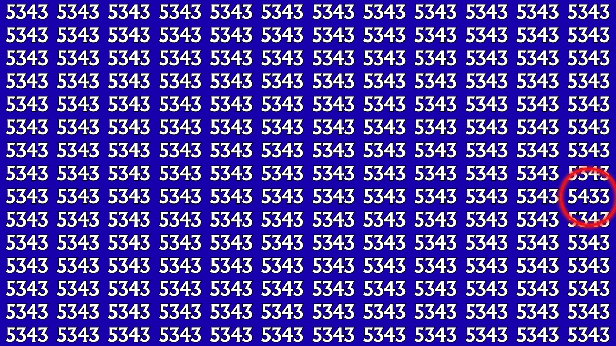 Optical Illusion: Within 5 Seconds Spot The Number 5433 among 5343