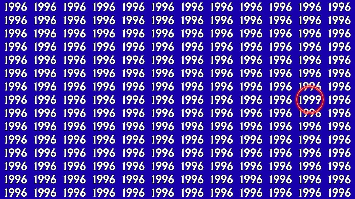 Optical Illusion: Within 6 Seconds Spot The Number 1999 among 1996