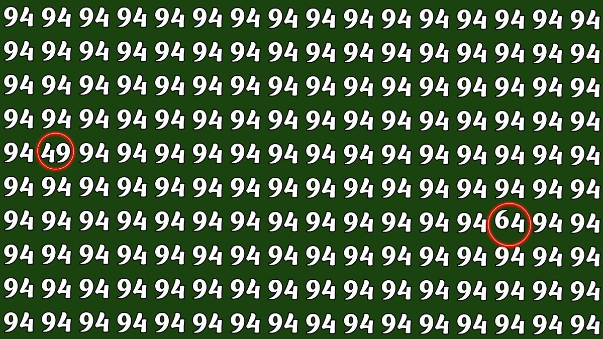 Optical Illusion: Within 6 Seconds Spot The Number 49 and 64 among 94