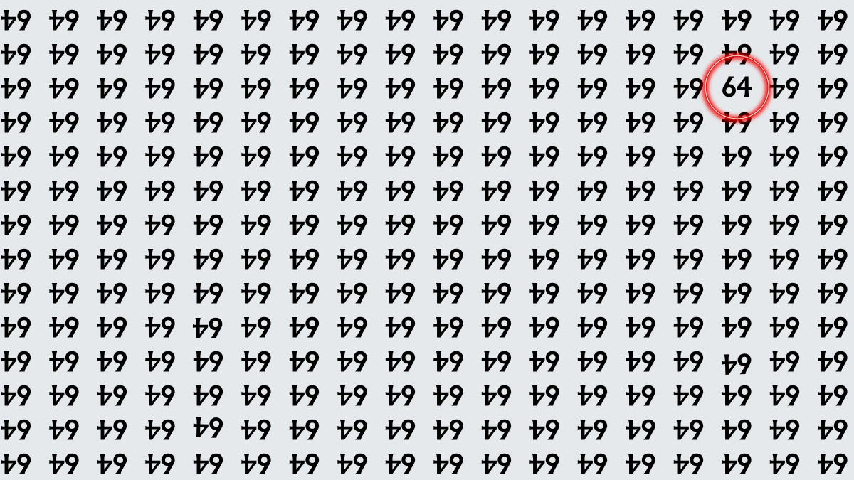 Optical Illusion: Within 6 Seconds Spot The Number 64 among Inverted 64s
