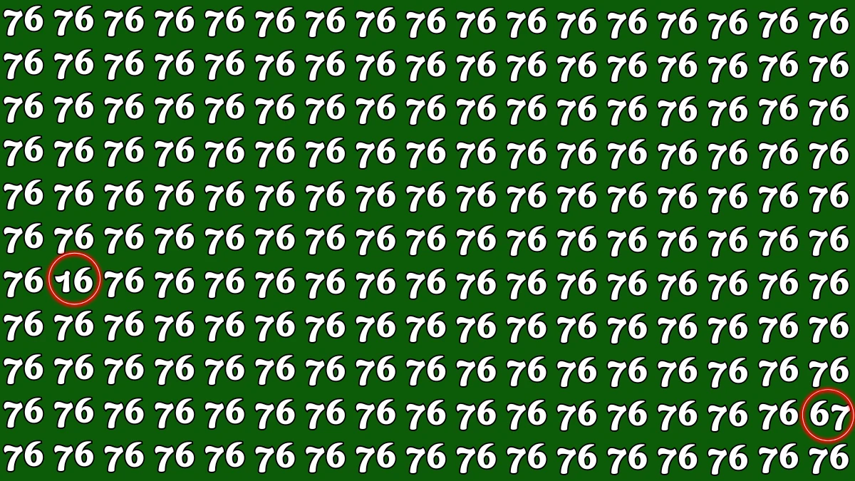 Optical Illusion: Within 7 Seconds Spot The Number 16 and 67 among 76