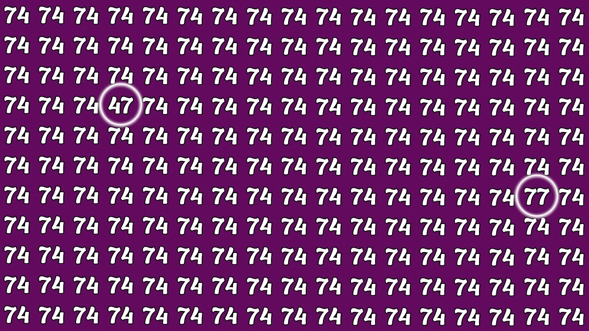 Optical Illusion: Within 7 Seconds Spot The Number 77 and 47 among 74