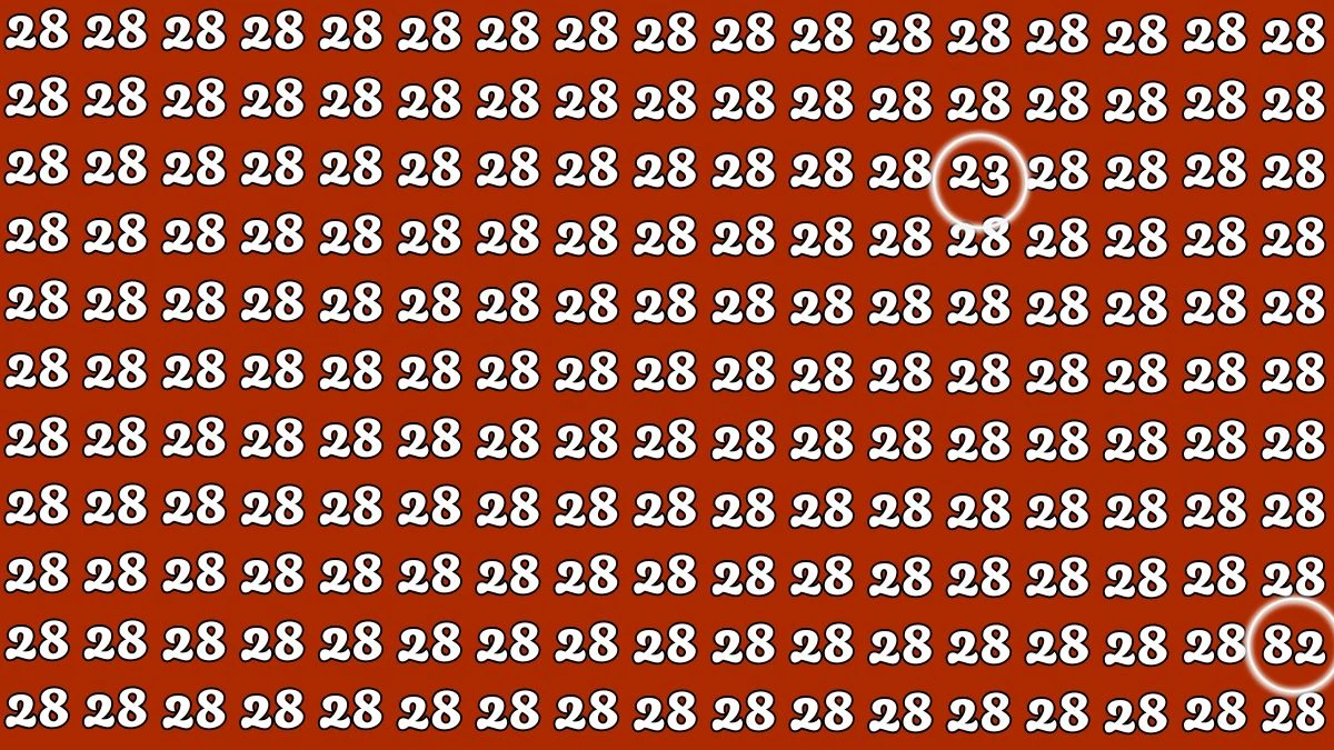 Optical Illusion: Within 7 Seconds Spot The Number 82 and 23 among 28