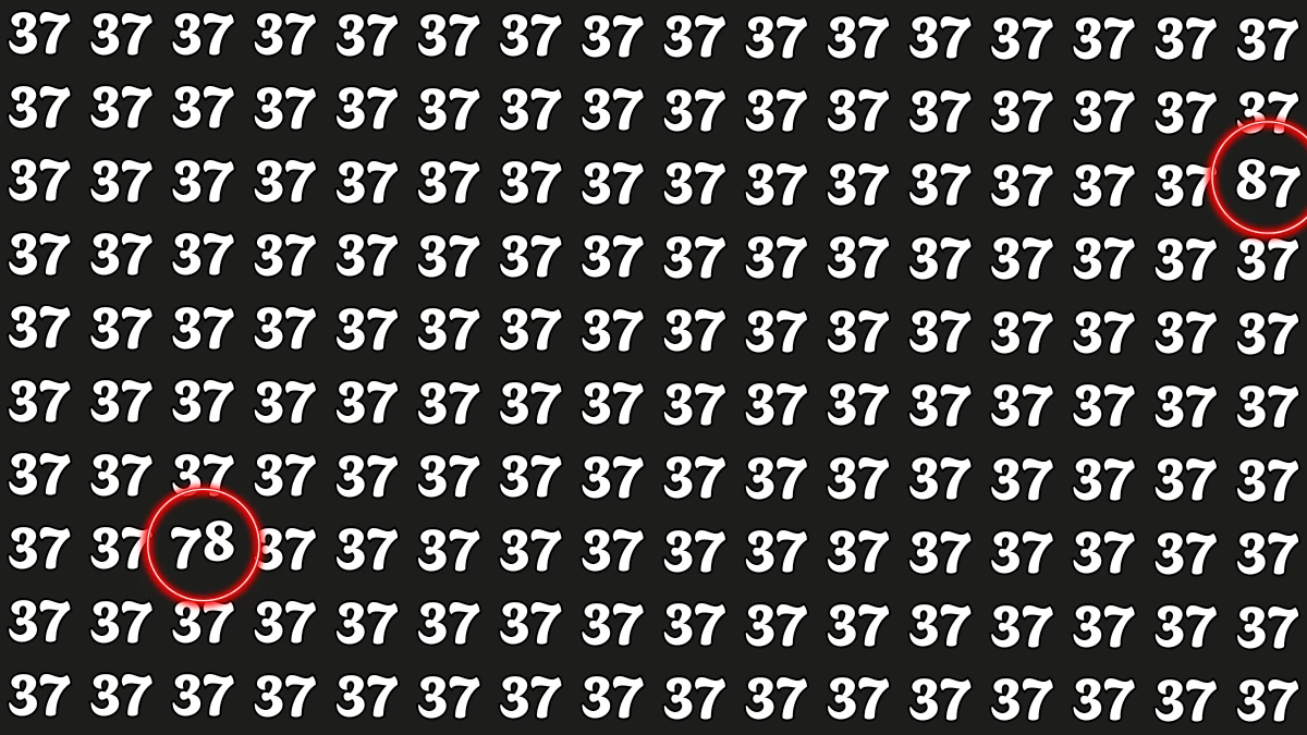 Optical Illusion: Within 7 Seconds Spot The Number 87 and 78 among 37