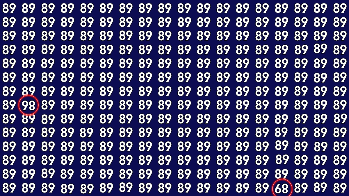 Optical Illusion: Within 8 Seconds Spot The Inverted 86 and 89 among 89s