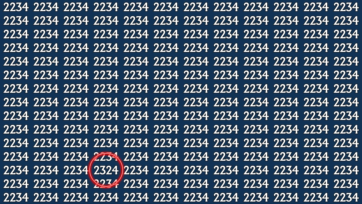 Optical Illusion: Within 8 Seconds Spot The Number 2324 among 2234