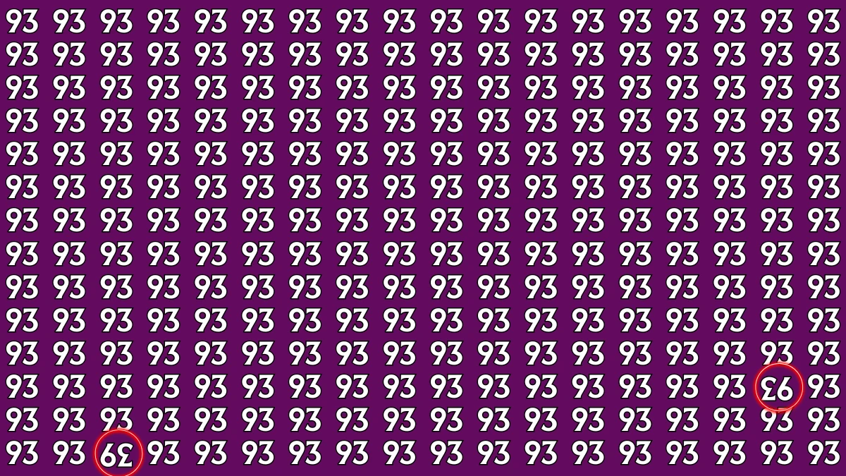 Optical Illusion: Within 9 Seconds Spot The Inverted 39 and 93 among 93s