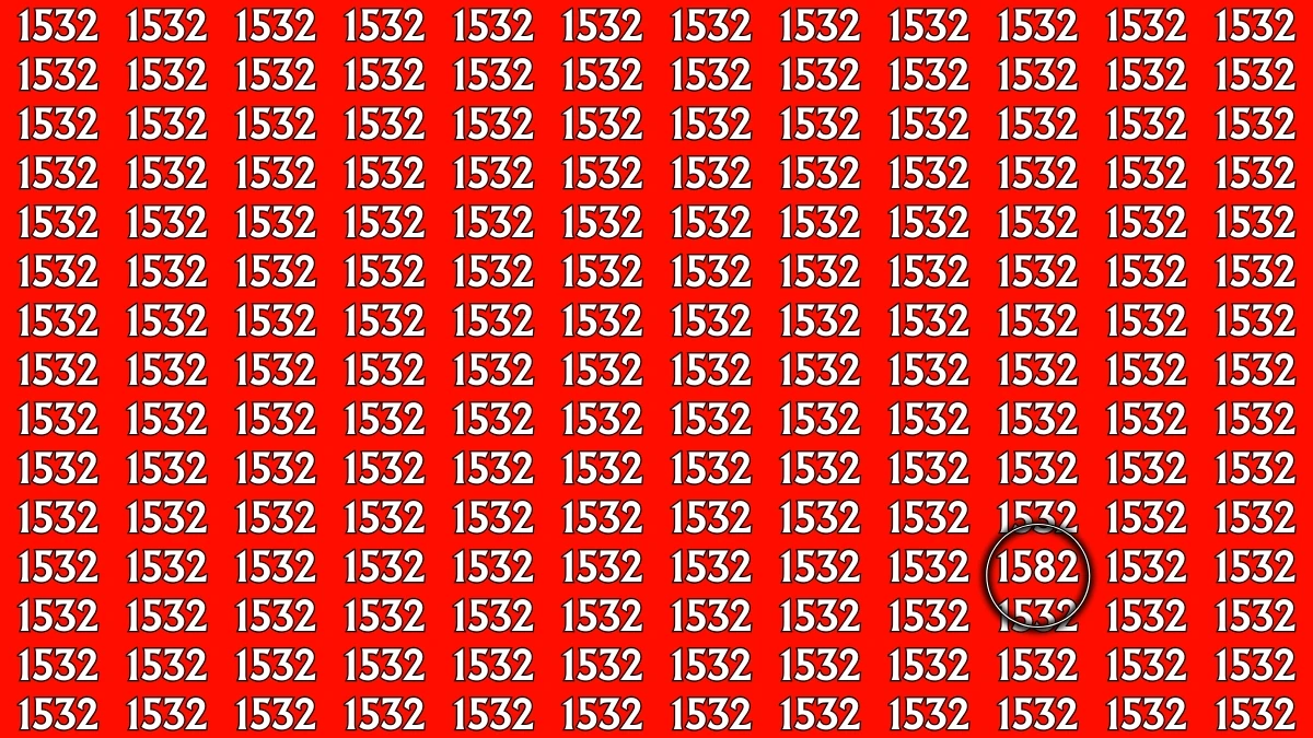 Optical Illusion: Within 9 Seconds Spot The Number 1582 among 1532