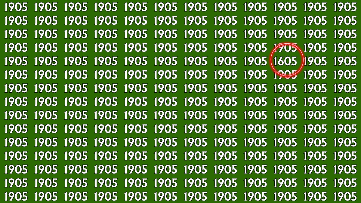 Optical Illusion: Within 9 Seconds Spot The Number 1605 among 1905