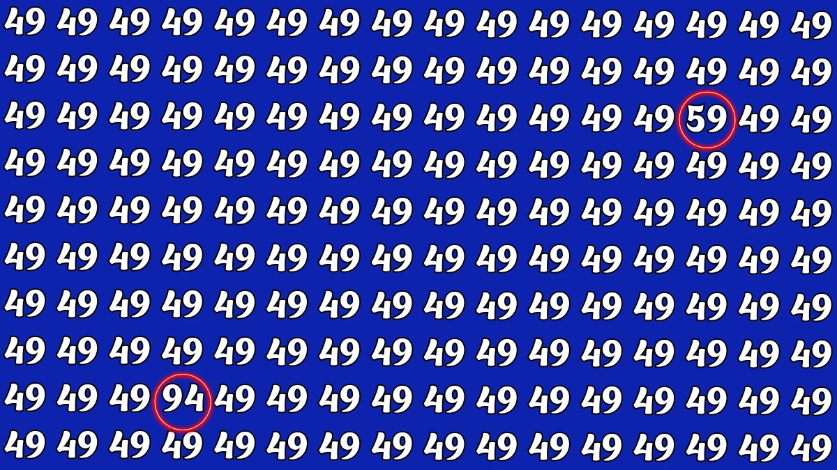 Optical Illusion: Within 9 Seconds Spot The Number 59 and 94 among 49