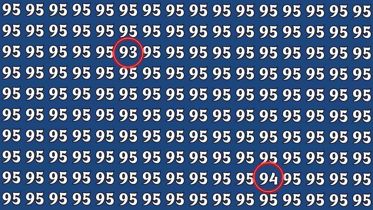 Optical Illusion: Within 9 Seconds Spot The Number 93 and 94 among 95