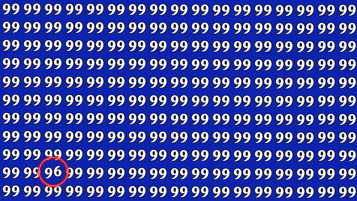 Optical Illusion: Within 9 Seconds Spot The Number 96 among 99