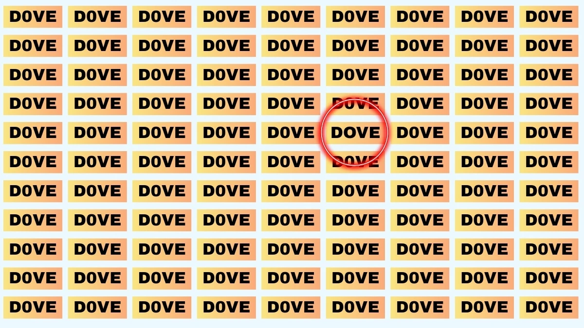 Optical Illusion: You Have Magic Eyes find the hidden word DOVE among D0VE in 10 Secs