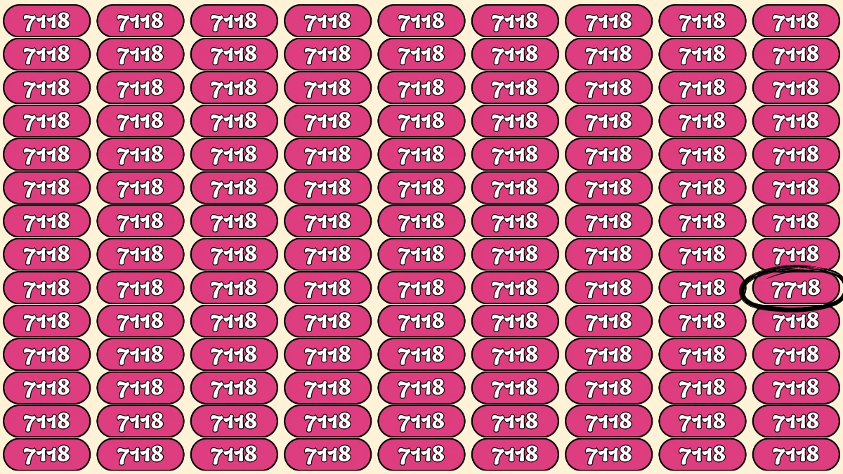Optical Illusion Puzzle IQ Test: Within 7 Seconds Spot The Number 7718 among 7118
