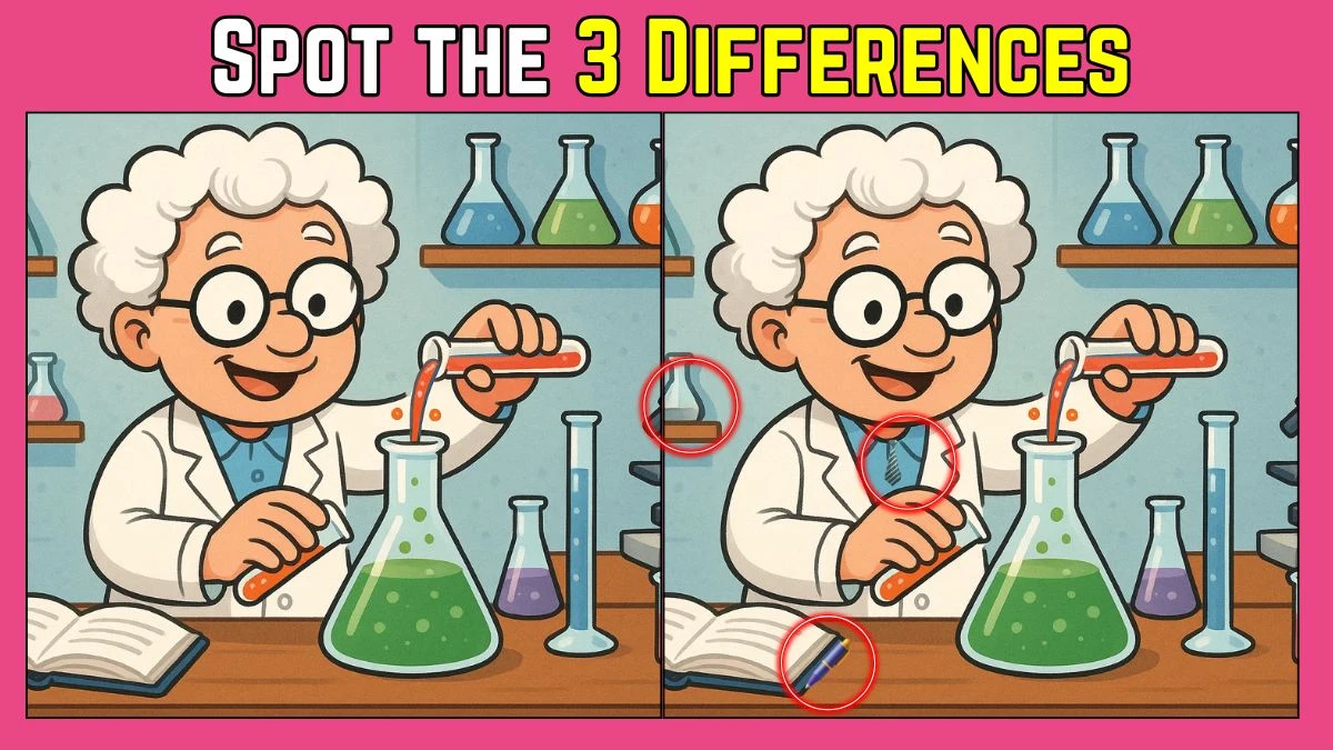 Spot the Difference: Within 7 Seconds Spot The 3 Differences in this Scientist Image