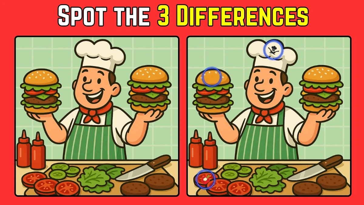 Spot the Difference: Within 8 Seconds Spot The 3 Differences in this Chef Image