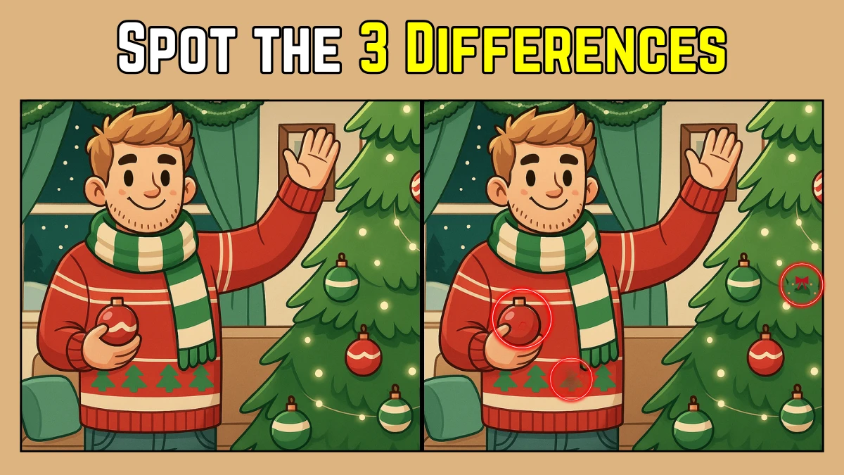 Spot the Difference: Within 9 Seconds Spot The 3 Differences in this Boy Celebrating Christmas Image