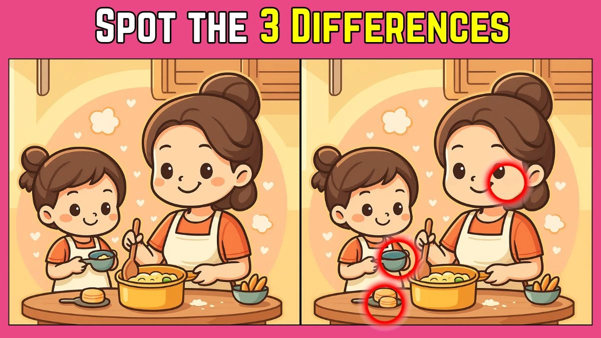 Spot the Difference: Within 9 Seconds Spot The 3 Differences in this Mom and Daughter Image