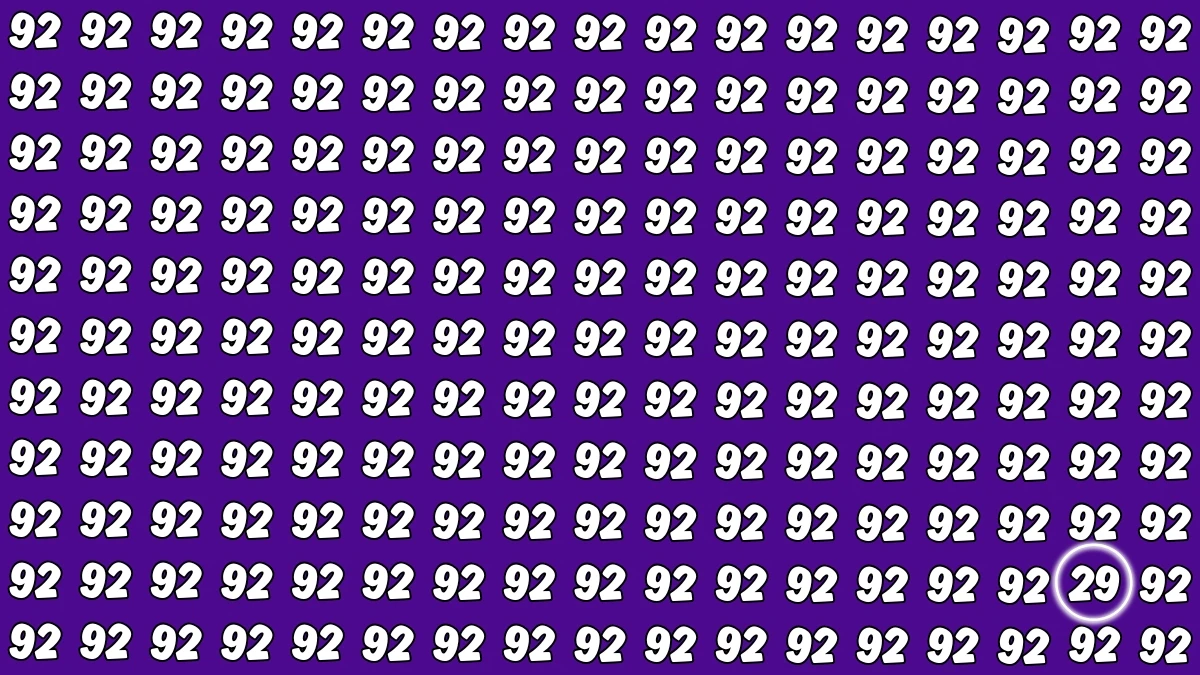 Observation Find It Out: Within 7 Seconds Spot The Number 29 among 92s