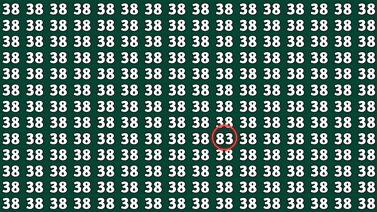 Observation Find It Out: Within 7 Seconds Spot The Number 83 among 38s