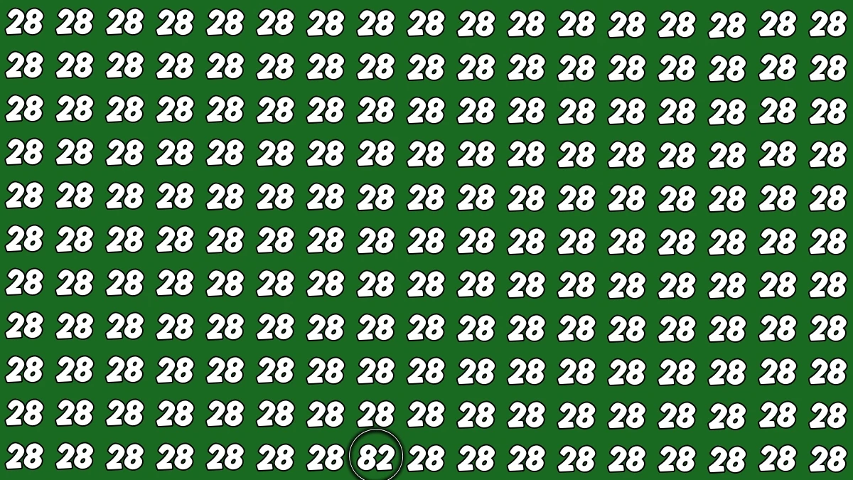 Observation Find It Out: Within 8 Seconds Spot The Number 82 among 28s