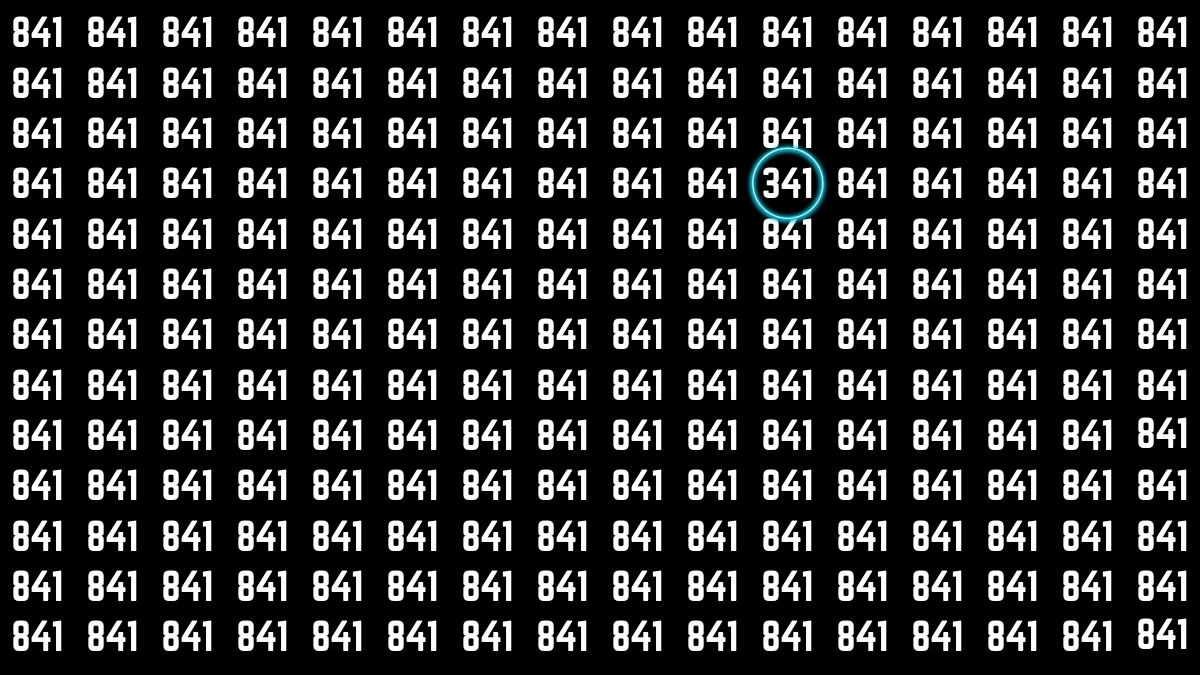 Optical Illusion 8 Seconds Challenge: Only People with Eagle Eyes Can spot the Number 341 among 841