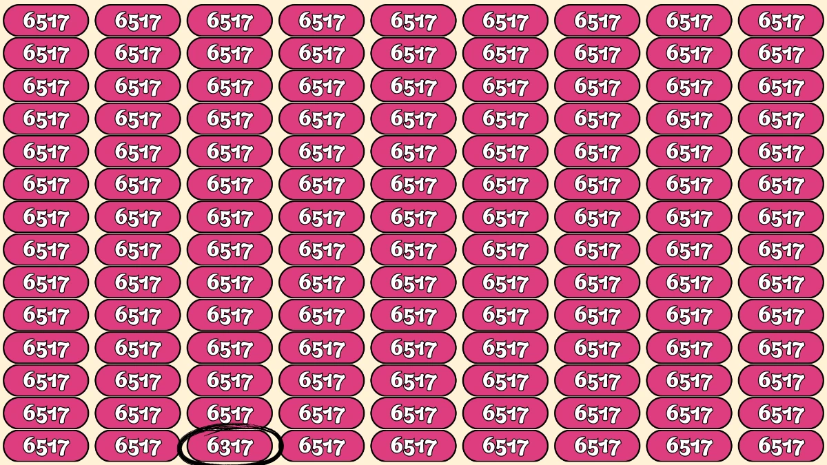 Optical Illusion Puzzle IQ Test: Within 6 Seconds Spot The Number 6317 among 6517