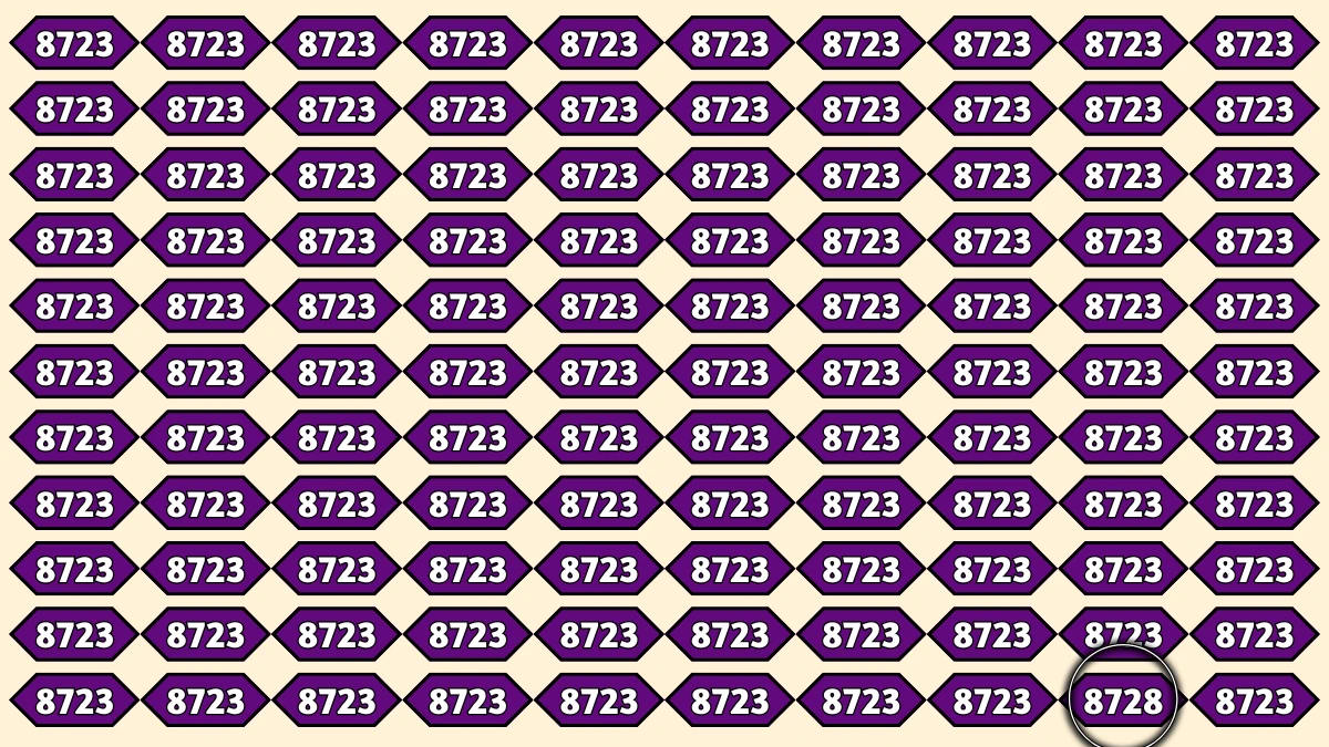 Optical Illusion Puzzle IQ Test: Within 6 Seconds Spot The Number 8728 among 8723