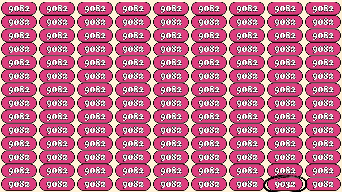 Optical Illusion Puzzle IQ Test: Within 9 Seconds Spot The Number 9032 among 9082s