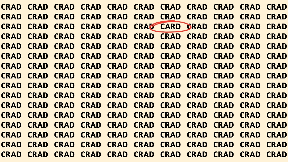 Optical Illusion Visual Test: Within 6 Seconds Spot The Word CARD among CRADs