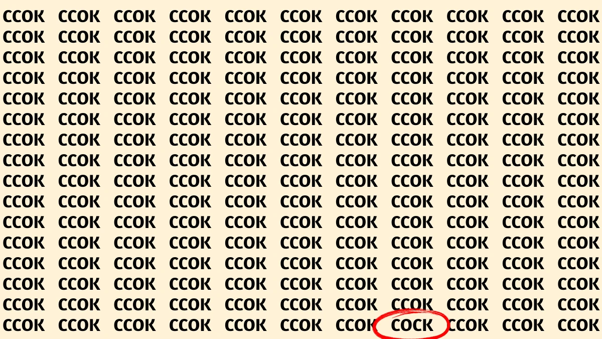 Optical Illusion Visual Test: Within 8 Seconds Spot The Word COCK among CCOKs