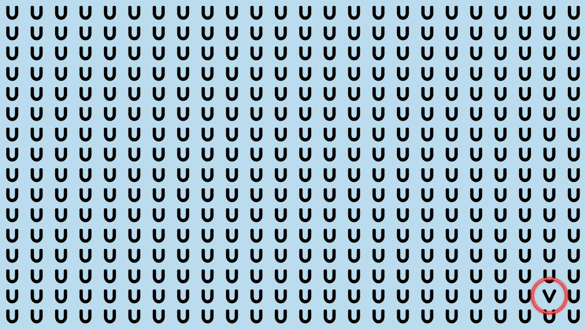 Optical Illusion: Within 5 Seconds Spot The Letter V among U