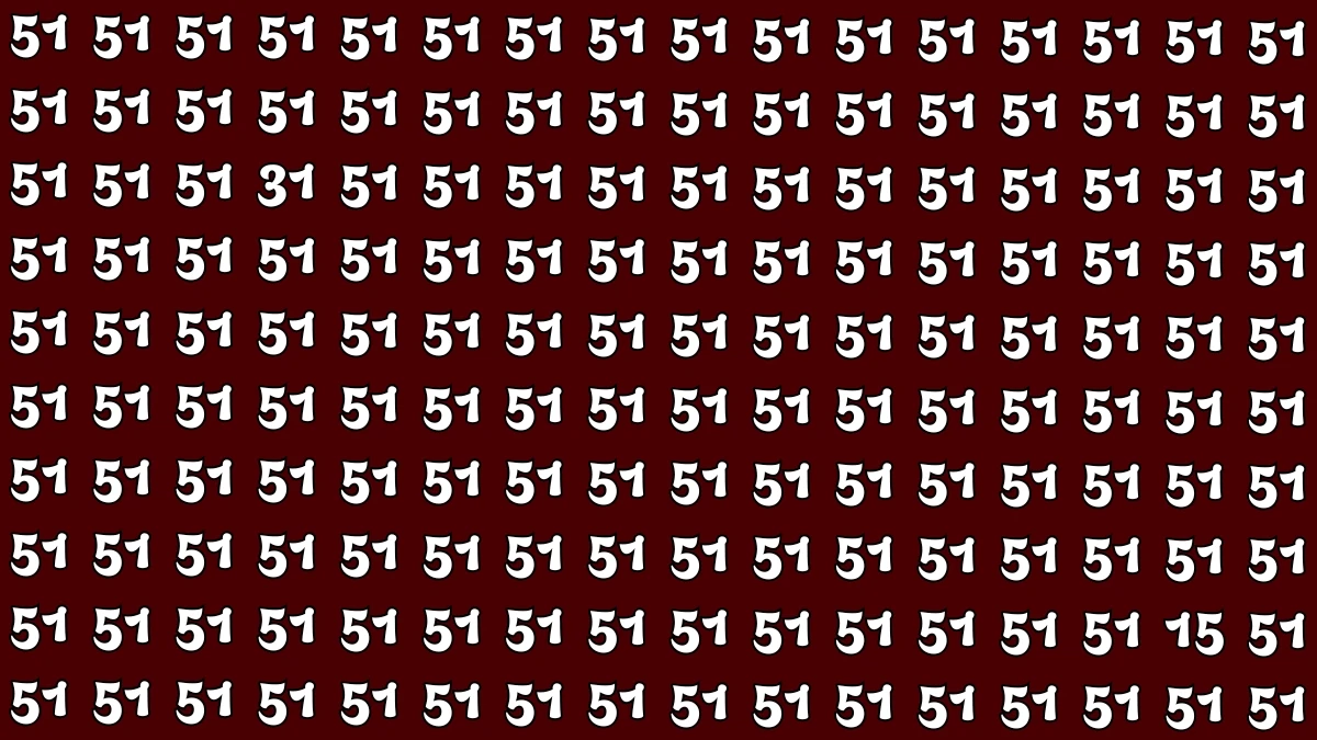 Optical Illusion: Within 5 Seconds Spot The Number 15 and 31 among 51