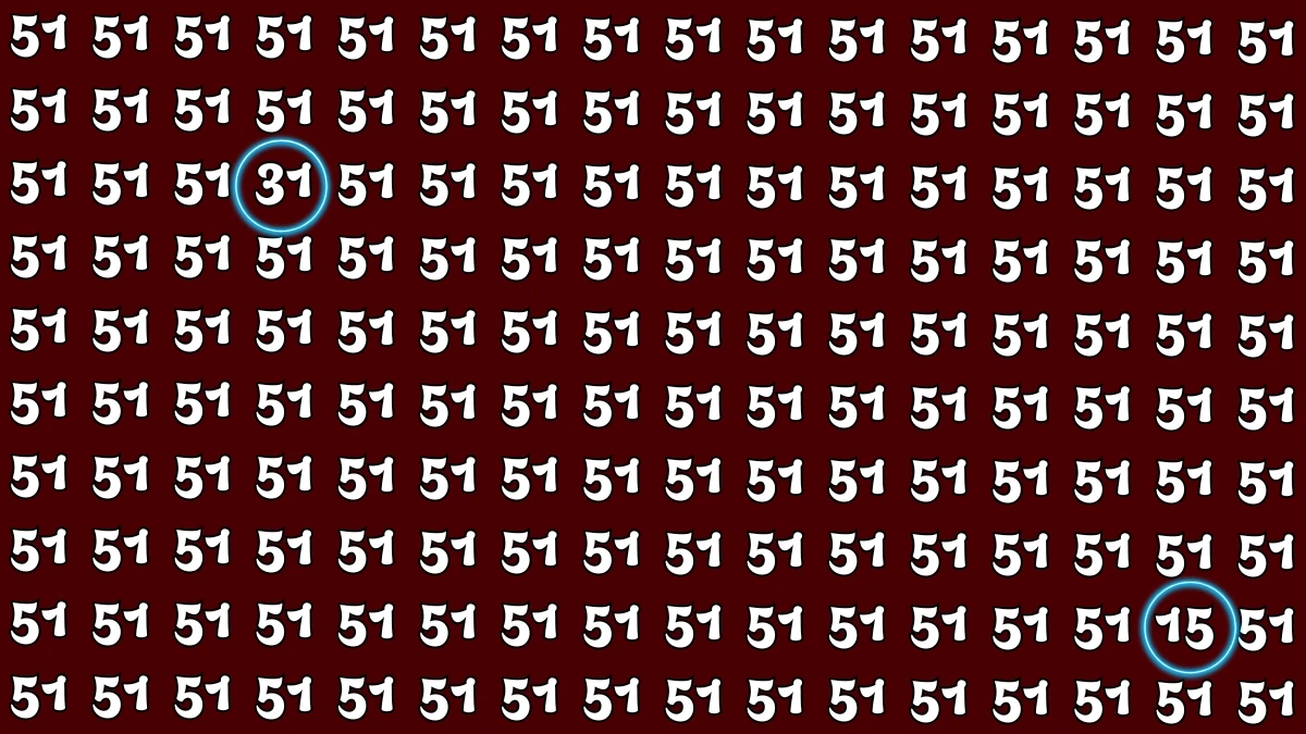Optical Illusion: Within 5 Seconds Spot The Number 15 and 31 among 51