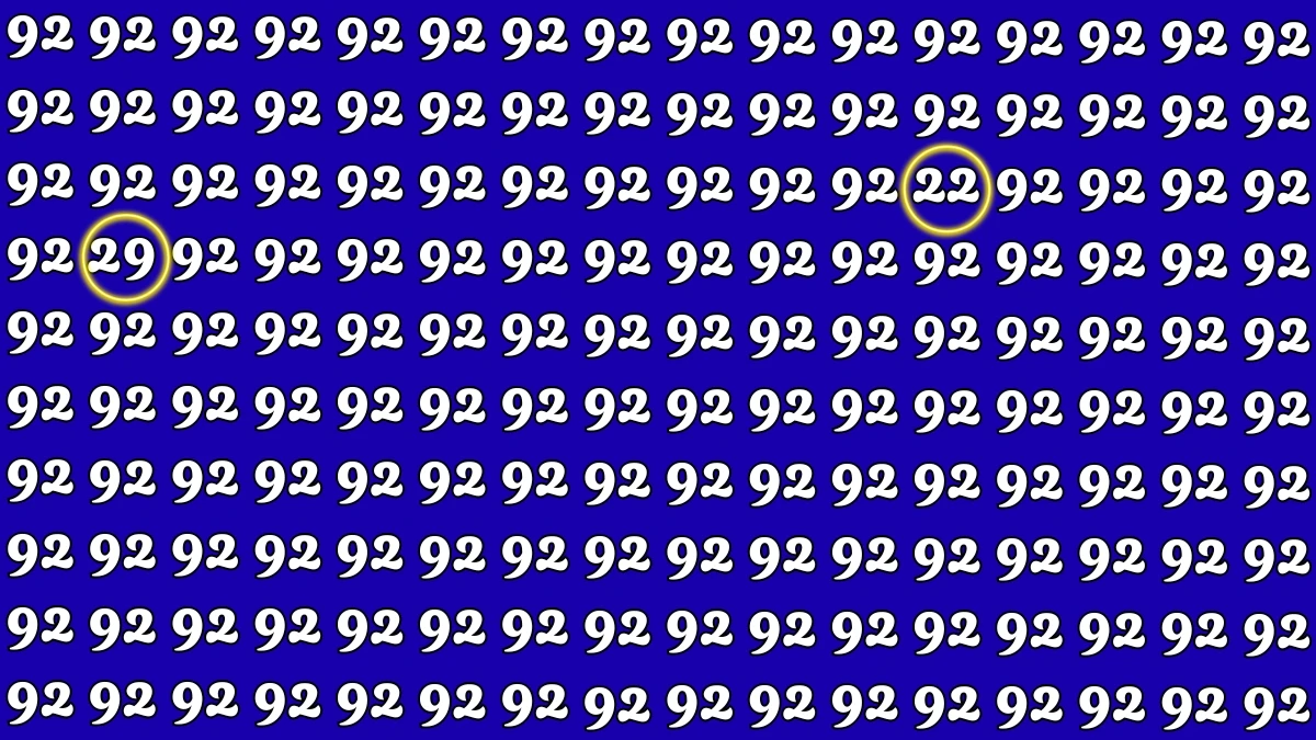 Optical Illusion: Within 5 Seconds Spot The Number 22 and 29 among 92