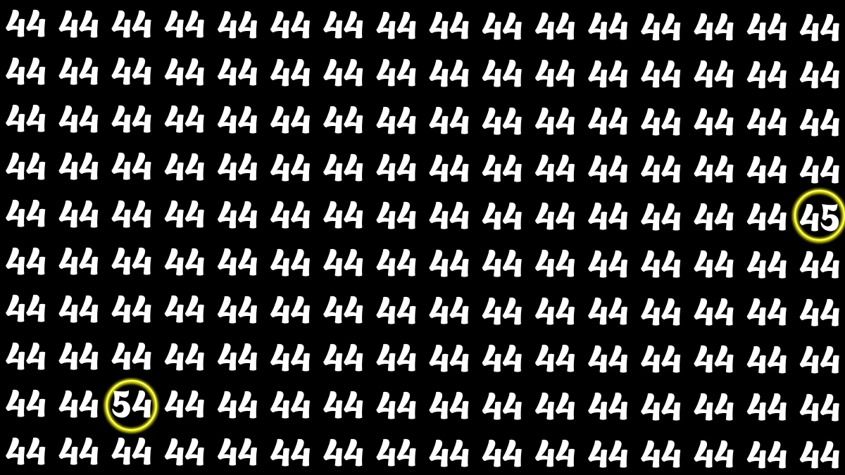 Optical Illusion: Within 5 Seconds Spot The Number 45 and 54 among 44