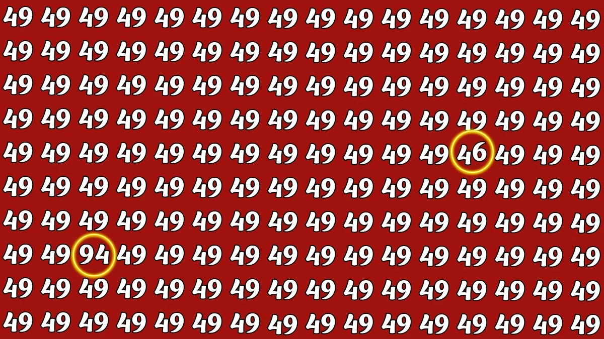 Optical Illusion: Within 5 Seconds Spot The Number 46 and 94 among 49