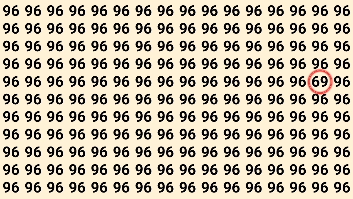 Optical Illusion: Within 5 Seconds Spot The Number 69 among 96
