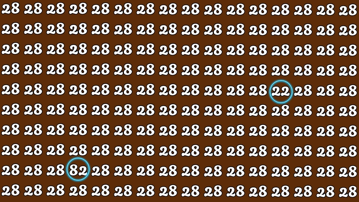 Optical Illusion: Within 5 Seconds Spot The Number 82 and 22 among 28