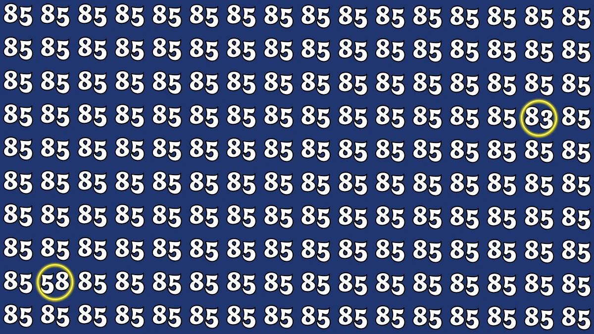 Optical Illusion: Within 5 Seconds Spot The Number 83 and 58 among 85