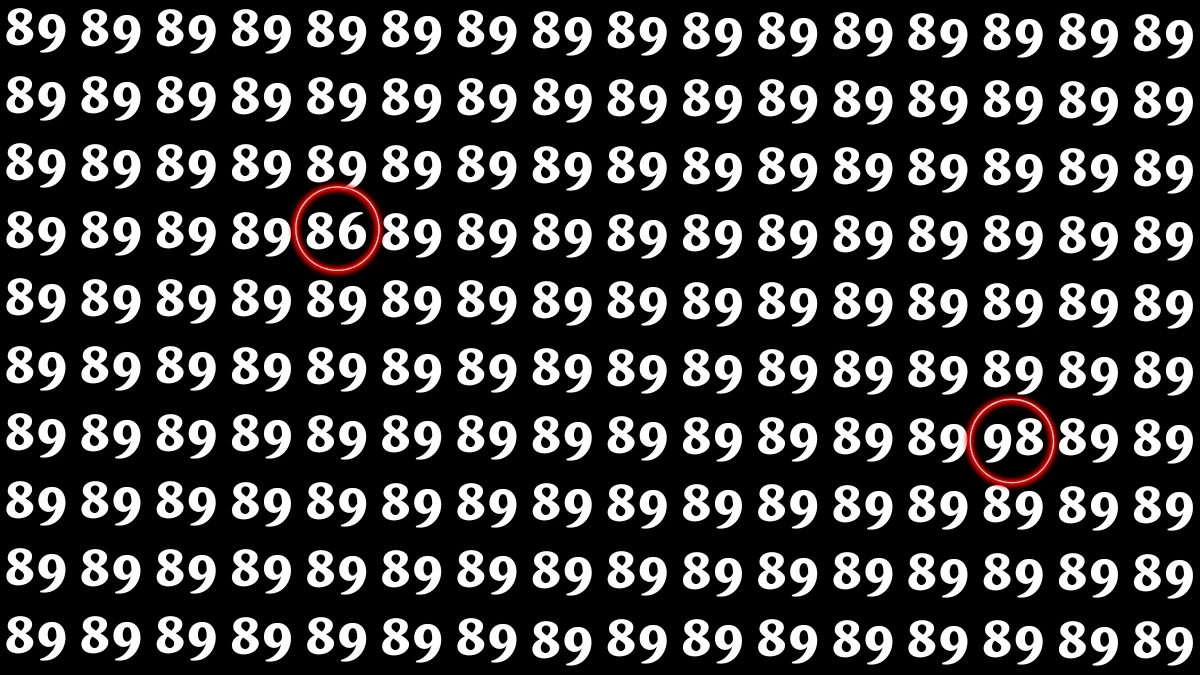 Optical Illusion: Within 5 Seconds Spot The Number 86 and 98 among 89