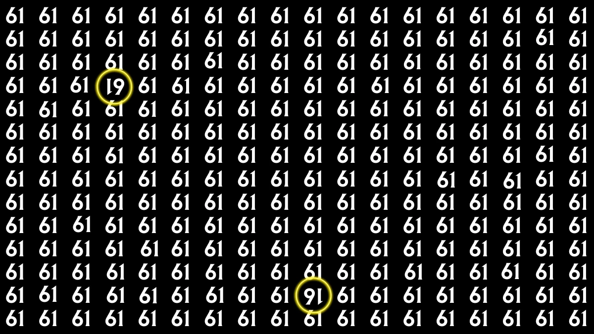 Optical Illusion: Within 6 Seconds Spot The Inverted 16 and 61 among 61s