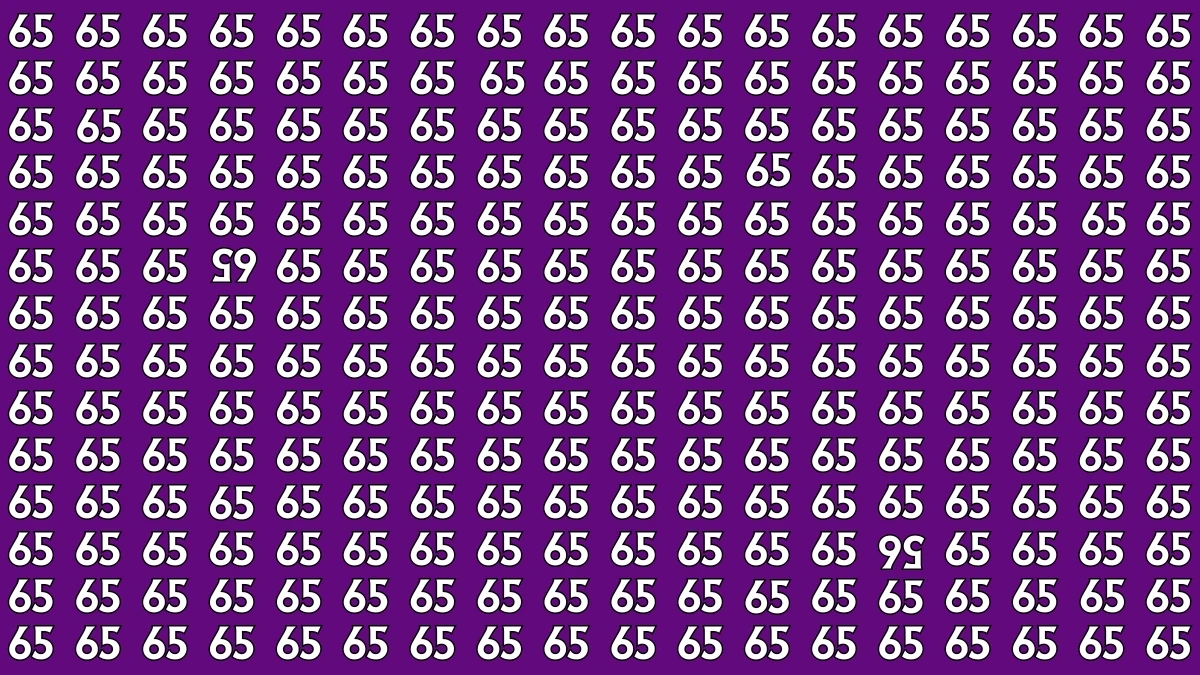 Optical Illusion: Within 6 Seconds Spot The Inverted 56 and 65 among 65s
