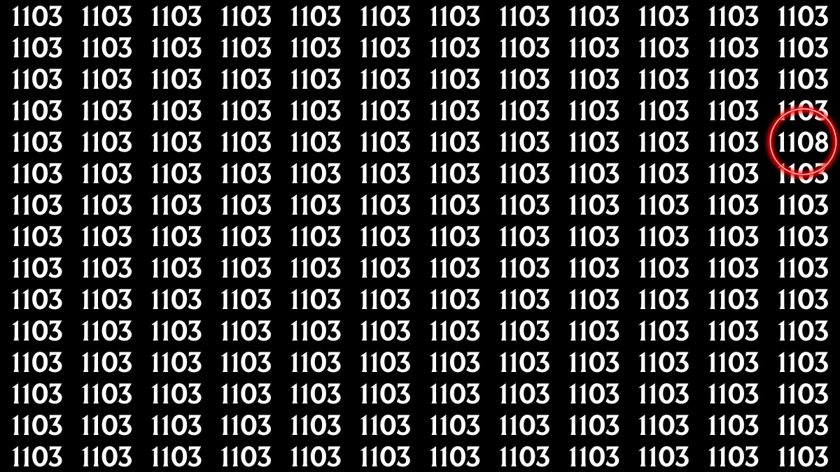 Optical Illusion: Within 6 Seconds Spot The Number 1108 among 1103